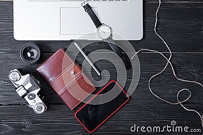 Layout items for work, travel, vacation planning Stock Photo